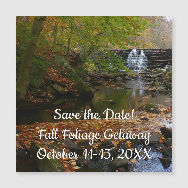 Fall Waterfall and Creek Save the Date (Front)