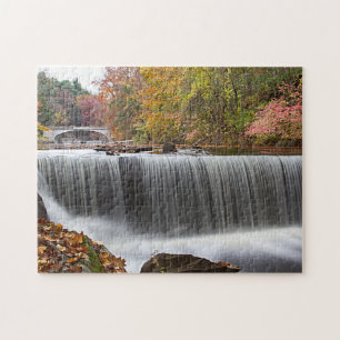 Fall Waterfall at Vanderbuilt Jigsaw Puzzle