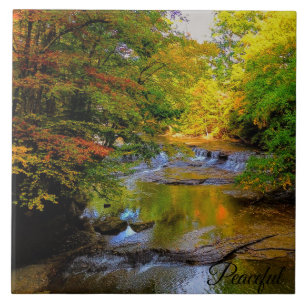 Fall Waterfall in the Morning Sun Tile