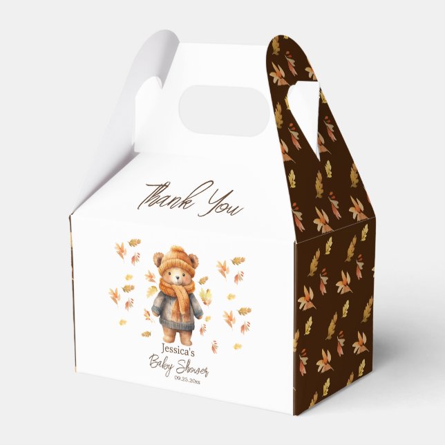 Fall We Can Bearly Wait Baby Shower Favour Box (Front Side)