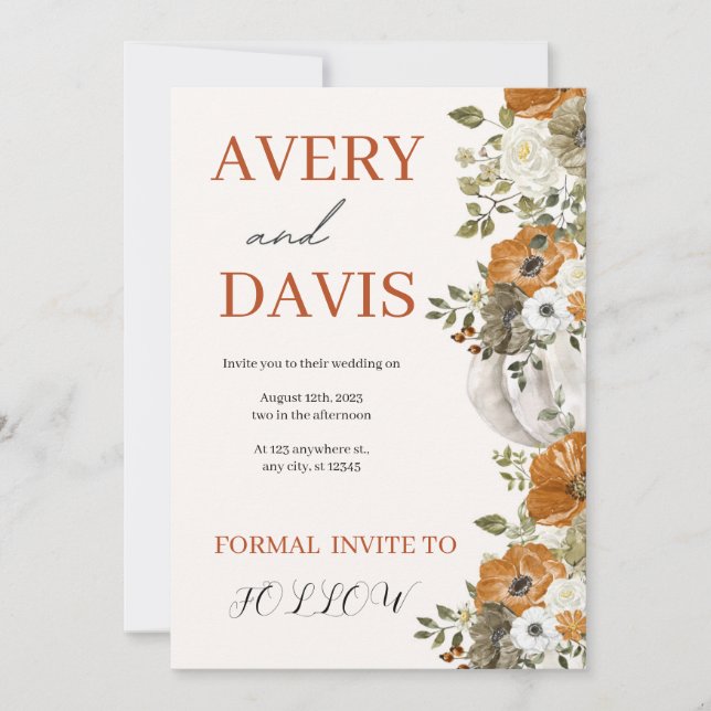 fall wedding aesthetic 2025  invitation (Front)