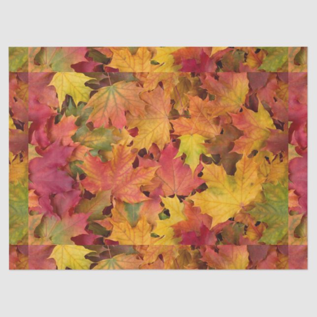 Fall Wedding Autumn Leaves Photo Brown Gold Orange Tissue Paper (Front)
