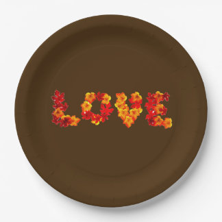 Fall Wedding Autumn Rustic Love Leaves Brown Paper Plate