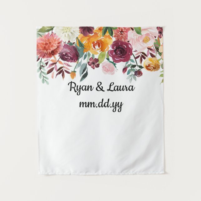 Fall Wedding Backdrop, Summer Photo Booth Prop Tapestry (Front)