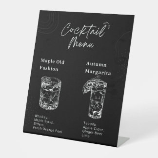Fall Wedding Bar Menu Pedestal Sign