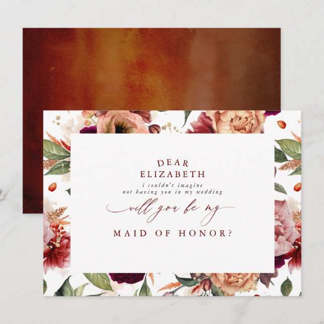 Fall Wedding Bridesmaid Maid of Honour Proposal Invitation (Front/Back)