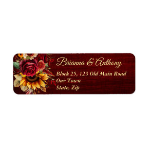 Fall wedding burgundy roses sunflowers
