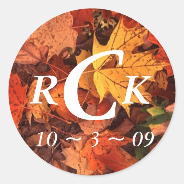 Fall Wedding Classic Round Sticker (Front)