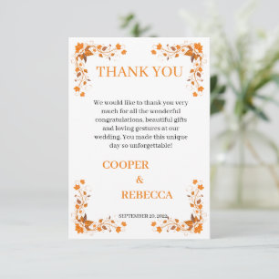 Fall Wedding Cooper & Rebecca Thank You Card 