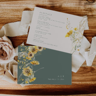 Fall Wedding Details Card Sunflower Enclosure Card