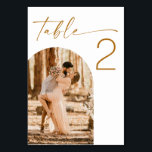 Fall Wedding | Double Sided Modern Arch Photo Table Number<br><div class="desc">Guide your guests with style using this personalised double sided wedding table number card. Featuring bold typography in a rich mustard brown and a modern arch photo frame, this design allows you to showcase two different photos - one on each side - for a meaningful and personal touch. Perfect for...</div>