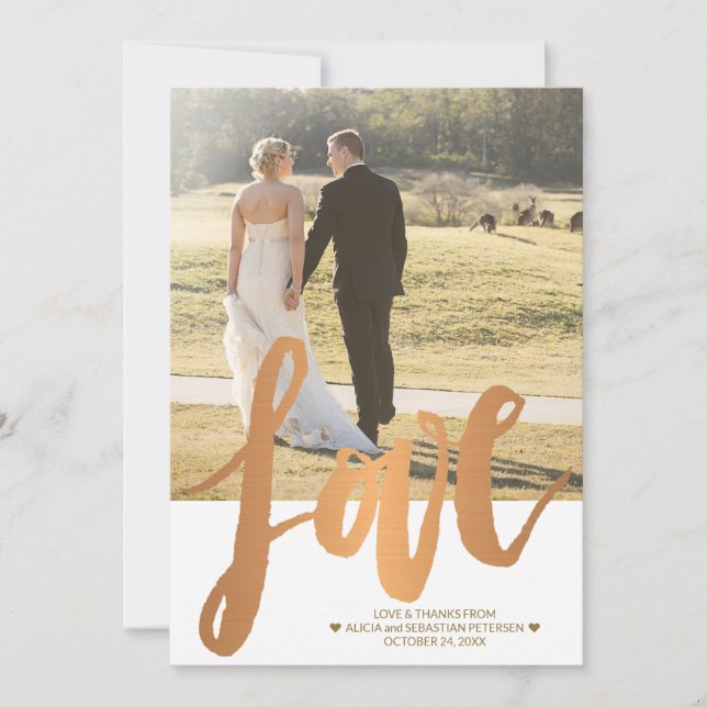 Fall Wedding Double Sided Photo Love Thank You Invitation (Front)