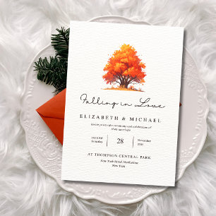 Fall Wedding Elegant Autumn Fallng In Love Rustic Invitation