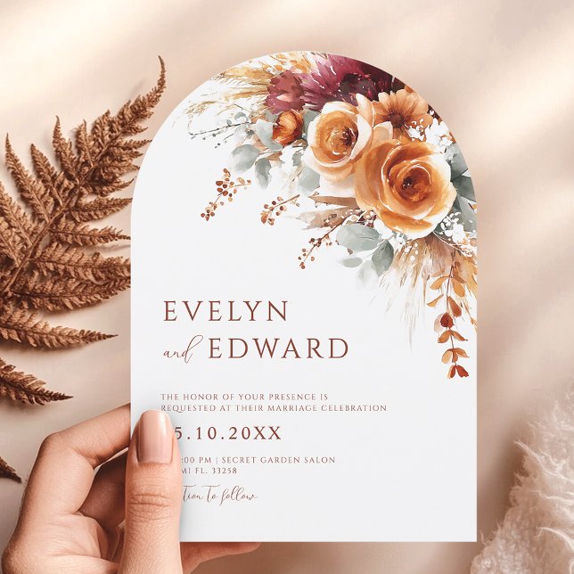 Fall Wedding Elegant Boho Floral  Invitation (Creator Uploaded)