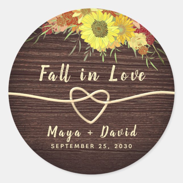 Fall Wedding Favour Classic Round Sticker (Front)