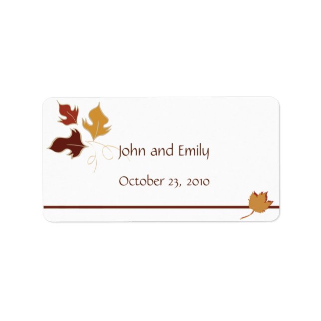 Fall Wedding Favour Labels (Front)