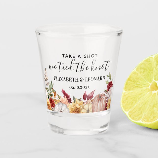 Fall wedding favour take a shot glass (Front)