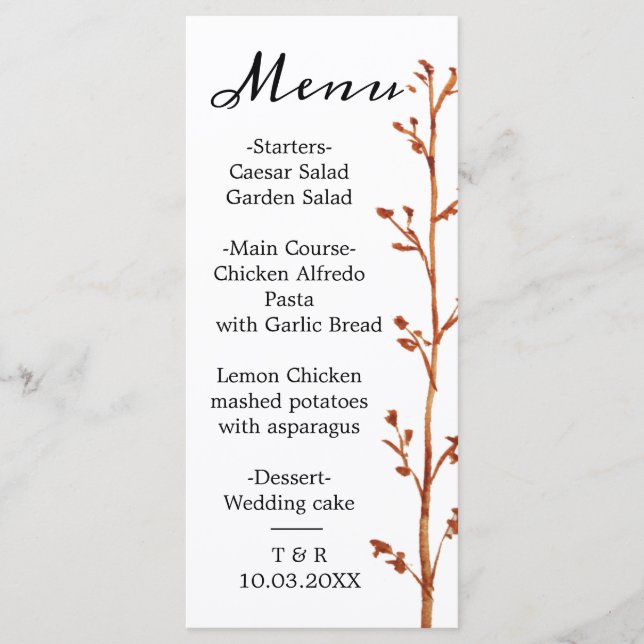 Fall wedding Flat Menu (Front)