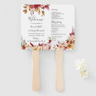 Fall wedding floral program fan