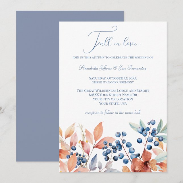 Fall Wedding Floral Watercolor Invitation (Front/Back)