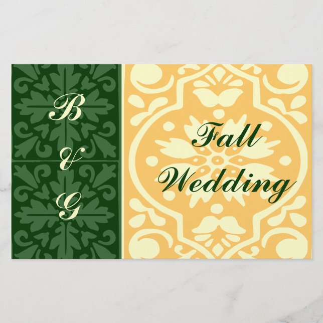 Fall Wedding Green Cream Flyer Template (Front)