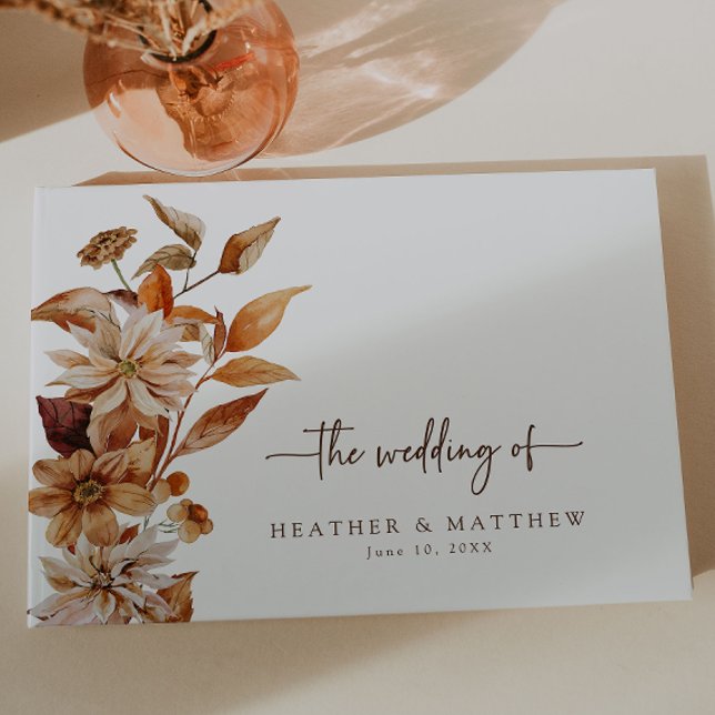 Fall Wedding Guest Book (Elegant Fall Floral Wedding Guest Book by Painted Paperie
)