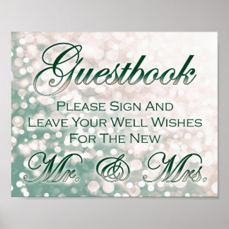 Fall Wedding Guestbook Sign - Champagne and Green