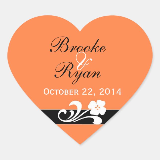 Fall Wedding Heart Sticker (Front)