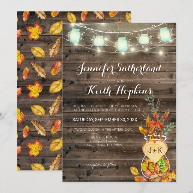 Fall Wedding Invitation (Front/Back)
