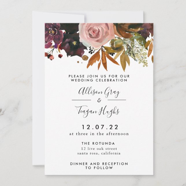 Fall Wedding Invitation  (Front)