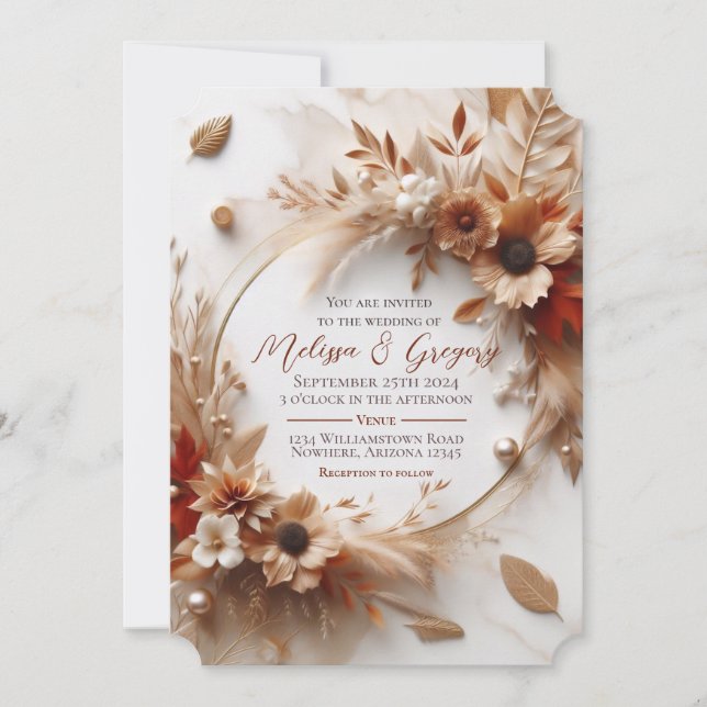 Fall Wedding Invitation Autumn Halloween Harvest (Front)