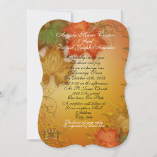 Fall wedding Invitation Autumn leaves 