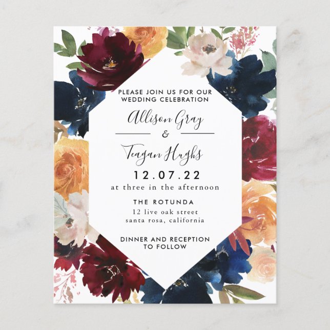 Fall Wedding Invitation | Budget  (Front)