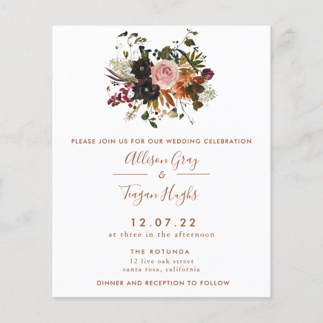 Fall Wedding Invitation | Budget Flyer (Front)