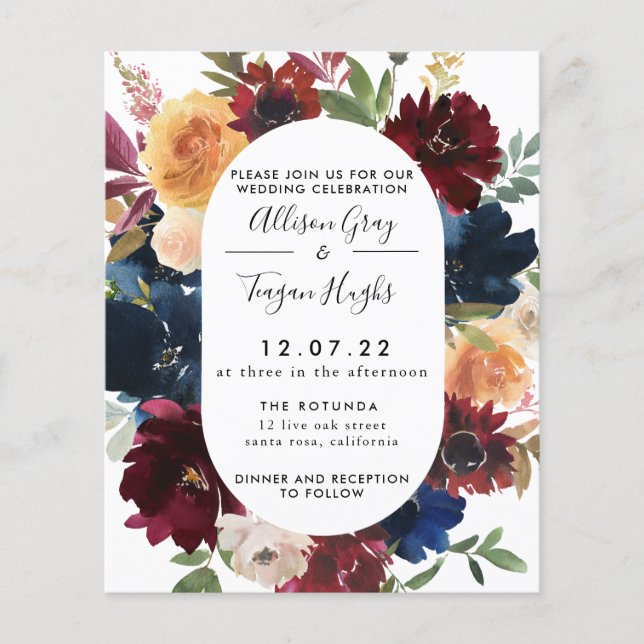 Fall Wedding Invitation | Budget Flyer (Front)