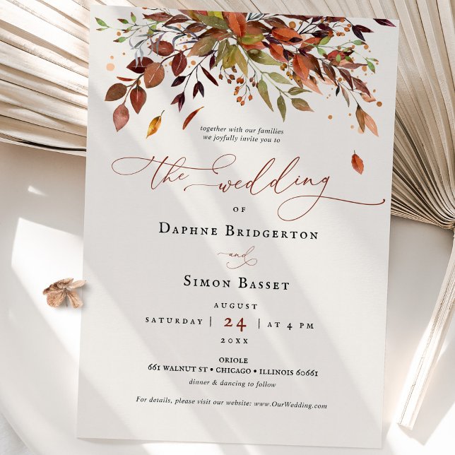 Fall Wedding Invitation Burnt Orange Modern Script (Creator Uploaded)