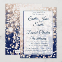 Fall Wedding Invitation - Champagne and Navy