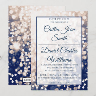 Fall Wedding Invitation - Champagne and Navy