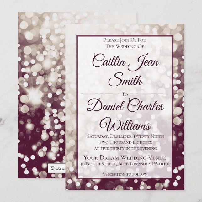 Fall Wedding Invitation - Champagne and Wine (Front/Back)