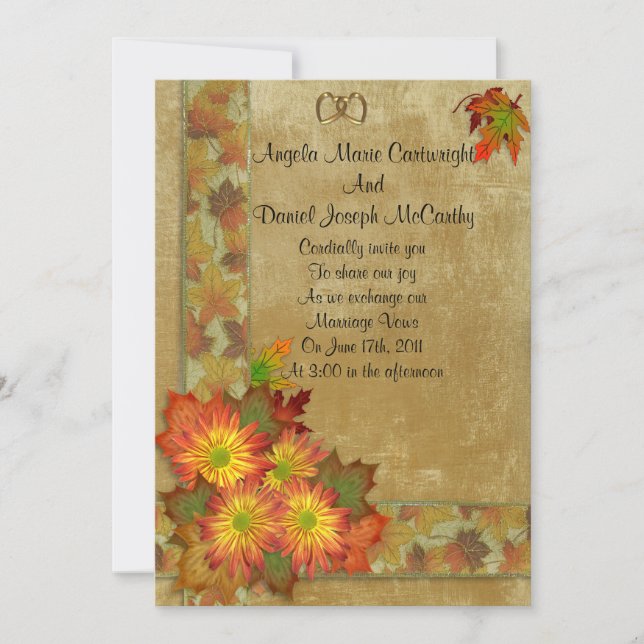Fall wedding Invitation mums (Front)
