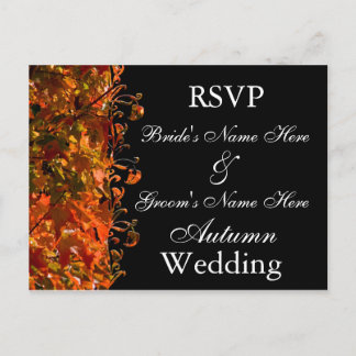 Fall Wedding Invitation RSVP Autumn Wedding Postcard
