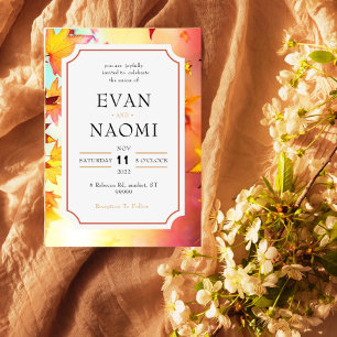 Fall Wedding Invitation With Leave Border