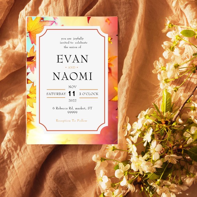 Fall Wedding Invitation With Leave Border (Creator Uploaded)