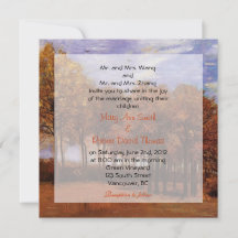 Fall wedding invitations. Autumn Landscape