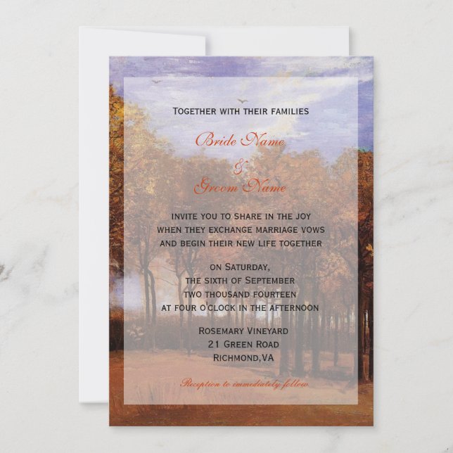 Fall wedding invitations from bride and groom (Front)