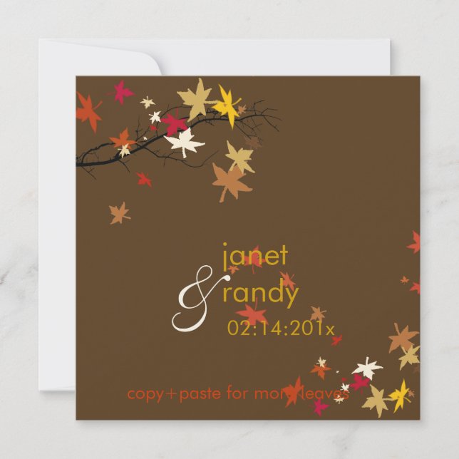 Fall wedding invitations/maple leaves invitation (Front)