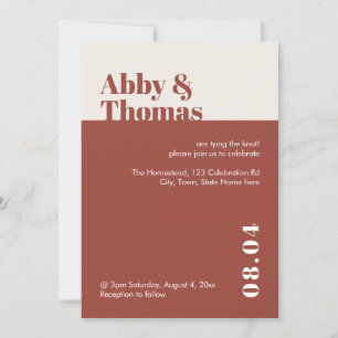 Fall Wedding Modern Minimal Terracotta  Invitation