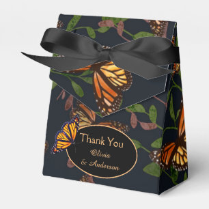 Fall Wedding Monarch Butterfly Black Favour Boxes