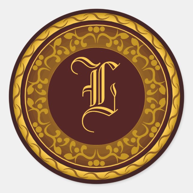 Fall Wedding Monogram Autumn Envelope Seal Sticker (Front)