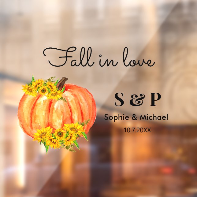 Fall Wedding Orange Pumpkin Window Cling (Sheet 2)